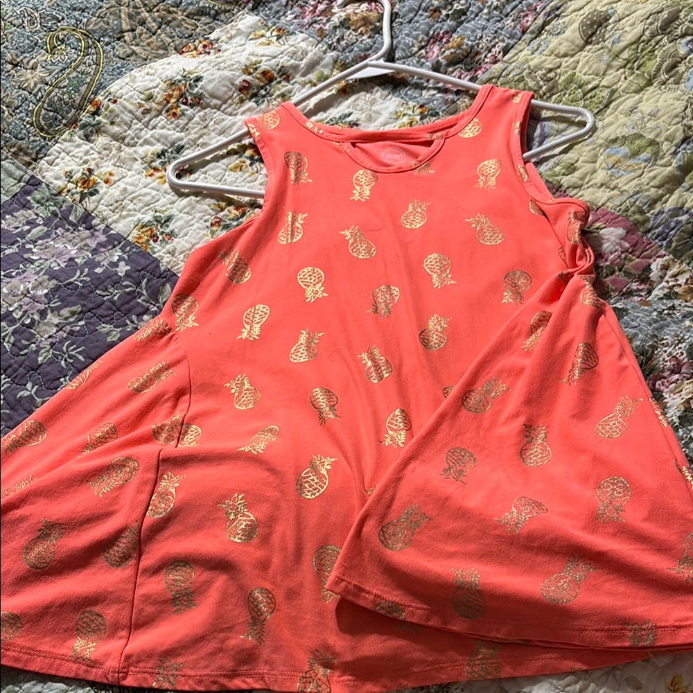 Pink and Gold Sleeveless Scoop Neck Sundress